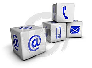 Web Contact Us Blue Icons Cubes