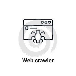 Web crawler outline vector icon. Thin line black web crawler icon, flat vector simple element illustration from editable ui