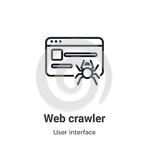 Web crawler outline vector icon. Thin line black web crawler icon, flat vector simple element illustration from editable user