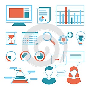 Web data analysis summary vector illustration set collection