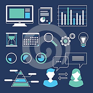 Web data analysis summary vector illustration set collection