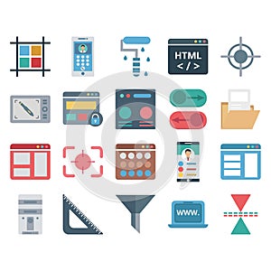 Web Data, Design And Development Vector Isolated Icons