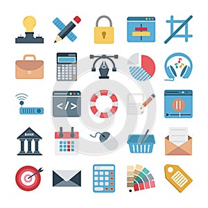 Web Data, Design And Development Vector Isolated Icons