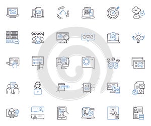 Web data line icons collection. Scraping, Crawling, Extraction, Parsing, Mining, Scrapers, Harvesting vector and linear