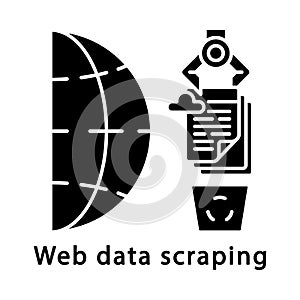 Web data scraping glyph icon