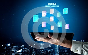 Web 3.0 Decentralization Technology Ecosystem and Flowchart Motif