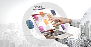 Web 3.0 Decentralization Technology Ecosystem and Flowchart Motif