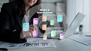 Web 3.0 Decentralization Technology Ecosystem and Flowchart Motif