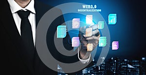 Web 3.0 Decentralization Technology Ecosystem and Flowchart Motif