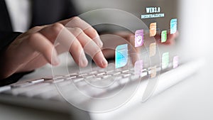 Web 3.0 Decentralization Technology Ecosystem and Flowchart Motif