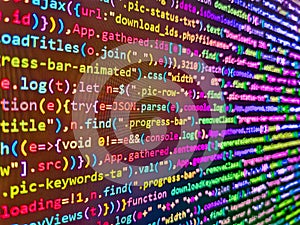 Web design business working t. Website and application development. Programming code. Programmer working in desktop laptop. Green
