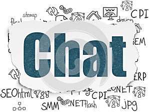 Web design concept: Chat on Torn Paper background