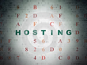 Web design concept: Hosting on Digital Data Paper background