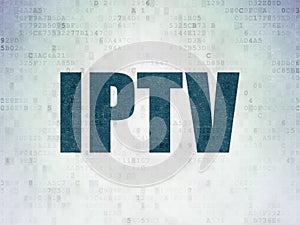 Web design concept: IPTV on Digital Data Paper background