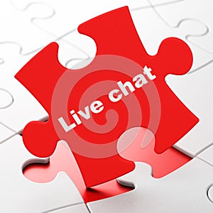 Web design concept: Live Chat on puzzle background