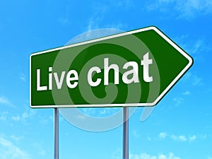 Web design concept: Live Chat on road sign background