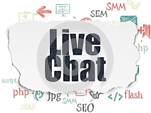 Web design concept: Live Chat on Torn Paper background