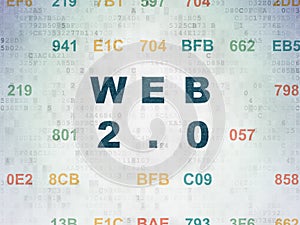 Web design concept: Web 2.0 on Digital Data Paper background