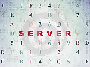 Web design concept: Server on Digital Data Paper background