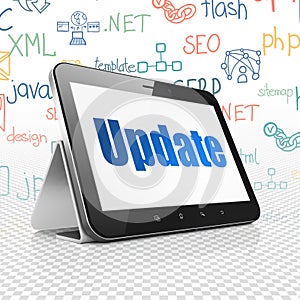 Web design concept: Tablet Computer with Update on display