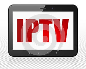 Web design concept: Tablet Pc Computer with IPTV on display