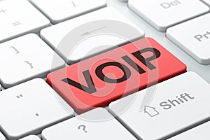 Web design concept: VOIP on computer keyboard background