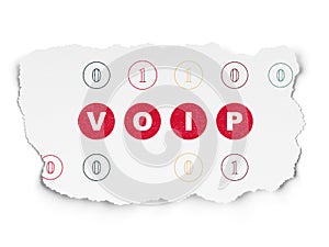 Web design concept: VOIP on Torn Paper background