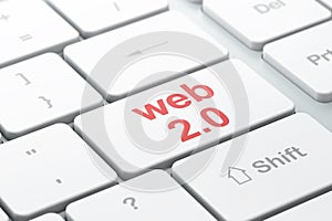 Web design concept: Web 2.0 on computer keyboard background