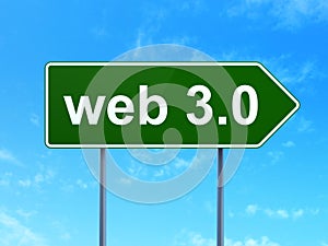 Web design concept: Web 3.0 on road sign background