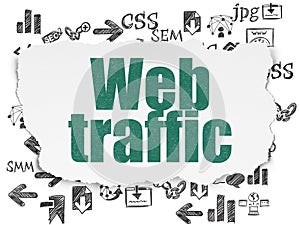 Web design concept: Web Traffic on Torn Paper background