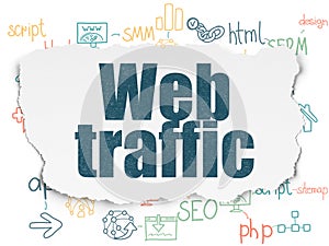 Web design concept: Web Traffic on Torn Paper background
