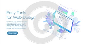 Web design conceptual isometric vector illustration. Website int