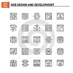 25 Web Design And Development icon set. vector background
