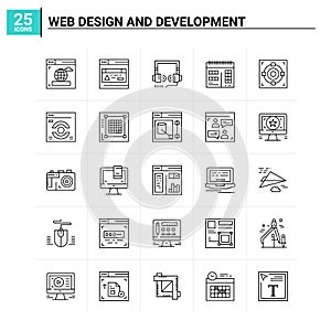 25 Web Design And Development icon set. vector background