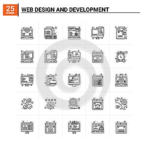 25 Web Design And Development icon set. vector background