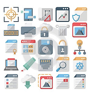 Web design and development isolated vector icons set editable