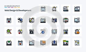 25 Web Design And Development Line Filled Style icon pack