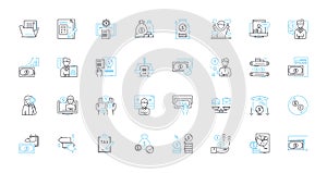 Web design and development linear icons set. Responsive, User-friendly, E-commerce, Mobile-friendly, Navigation