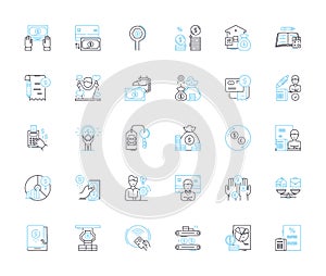 Web design and development linear icons set. Responsive, User-friendly, E-commerce, Mobile-friendly, Navigation