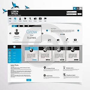 Web Design, elements, buttons, icons. Templates for website.