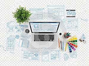 Web design elements isolated on white background isolated on white background