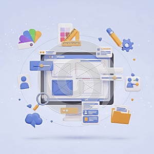 Web design elements isolated on white background