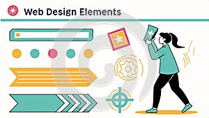 Web design elements set, interface and UI vector design Generative AI
