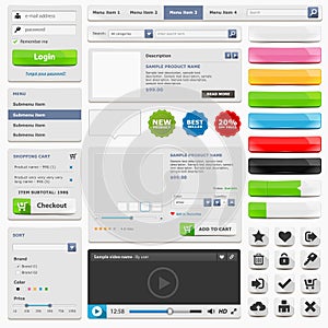 Web design elements set online shop