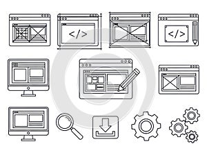Web design elements and tools isolated on white background