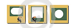 Design frames for social media banner with toucan.Set of post frame templates.Vector cover. Mockup for personal blog or shop.Layou photo