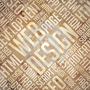 Web Design - Grunge Beige-Brown Wordcloud.