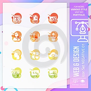 Web & Design icon set with glyph style for website element. Design icon bundle can use for website, app, UI, infographic, print