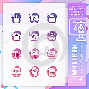 Web & Design icon set with glyph style for website element. Design icon bundle can use for website, app, UI, infographic, print