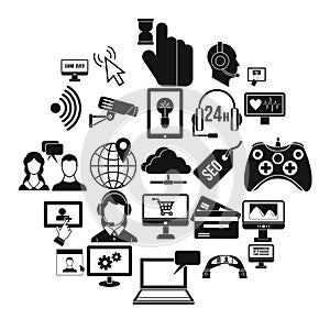 Web design icons set, simple style